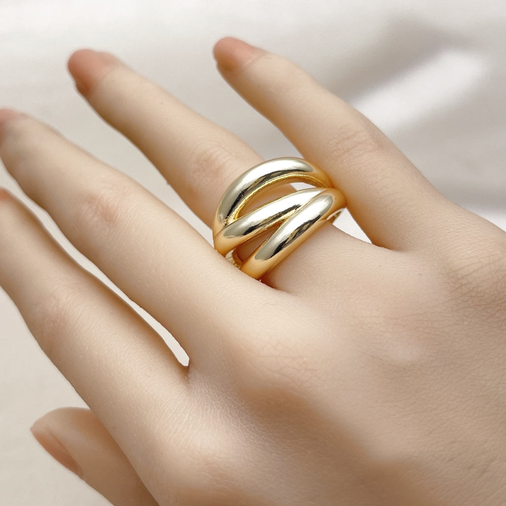 Oro Laminado Elegant Ring, Gold Filled Style Polished, Golden Finish