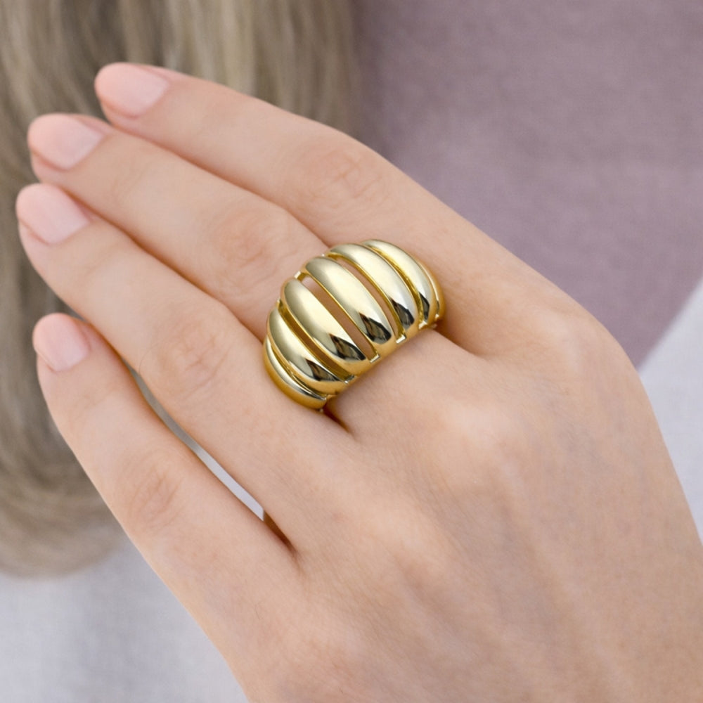 Oro Laminado Elegant Ring, Gold Filled Style Polished, Golden Finish