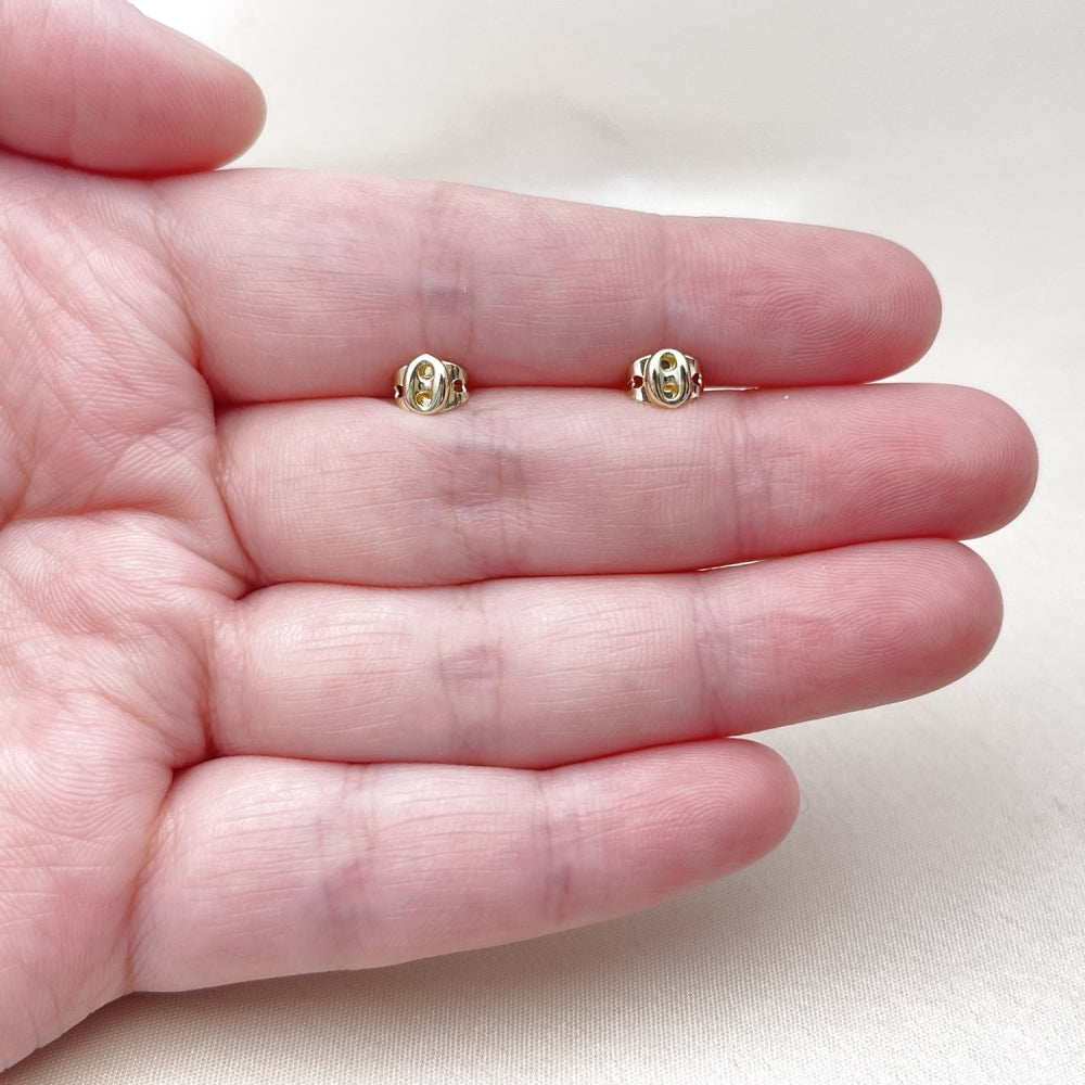 Oro Laminado Stud Earring, Gold Filled Style Puff Mariner Design, Polished, Golden Finish