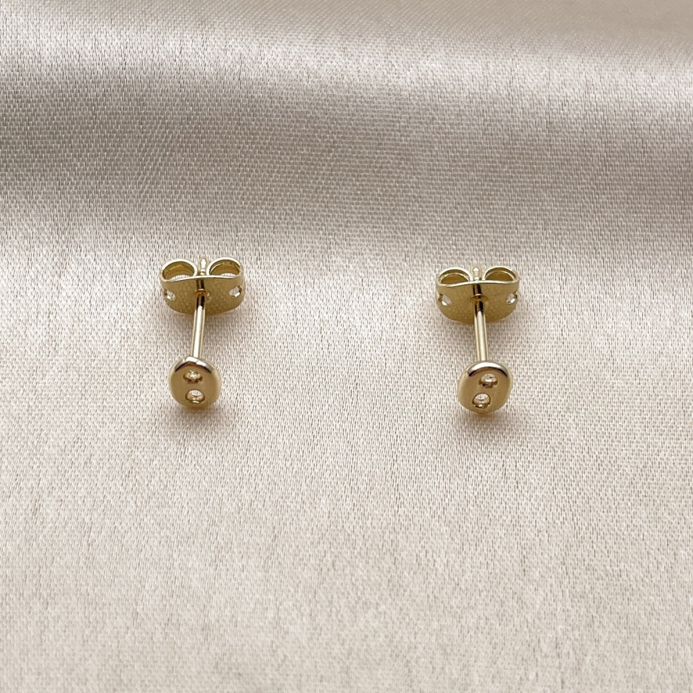 Oro Laminado Stud Earring, Gold Filled Style Puff Mariner Design, Polished, Golden Finish