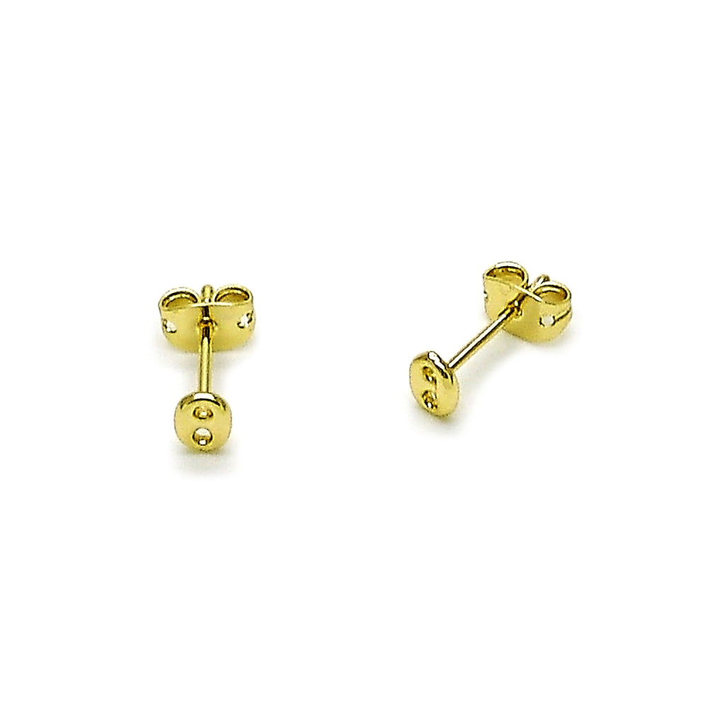 Oro Laminado Stud Earring, Gold Filled Style Puff Mariner Design, Polished, Golden Finish