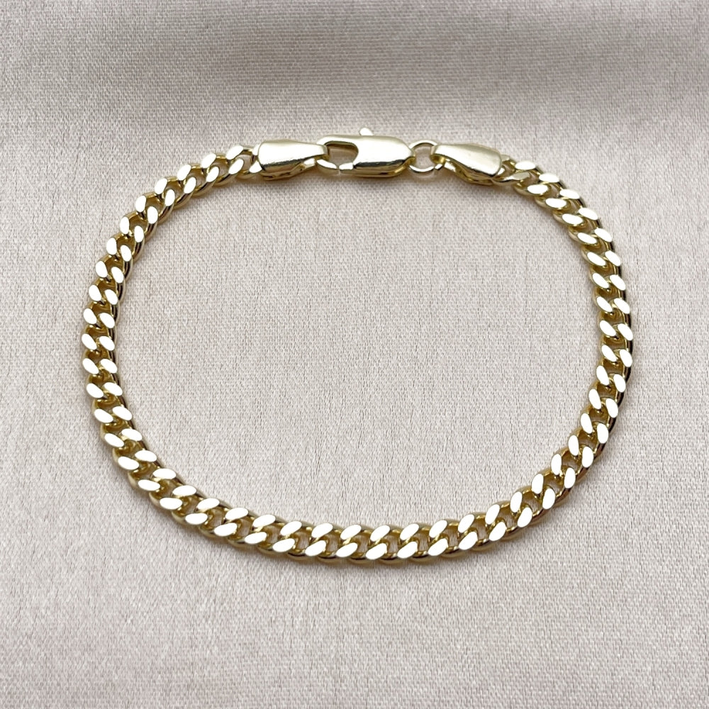 Oro Laminado Fancy Bracelet, Gold Filled Style Miami Cuban Design, Polished, Golden Finish