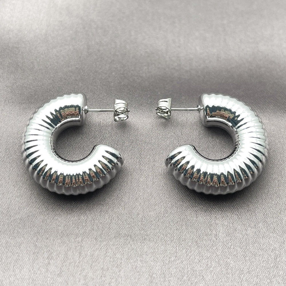 Rhodium Gold Filled Medium Hoop, Polished, Rhodium Finish