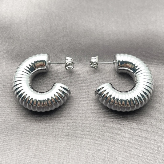 Rhodium Gold Filled Medium Hoop, Polished, Rhodium Finish