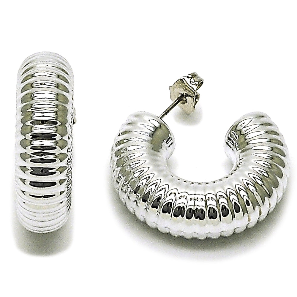 Rhodium Gold Filled Medium Hoop, Polished, Rhodium Finish