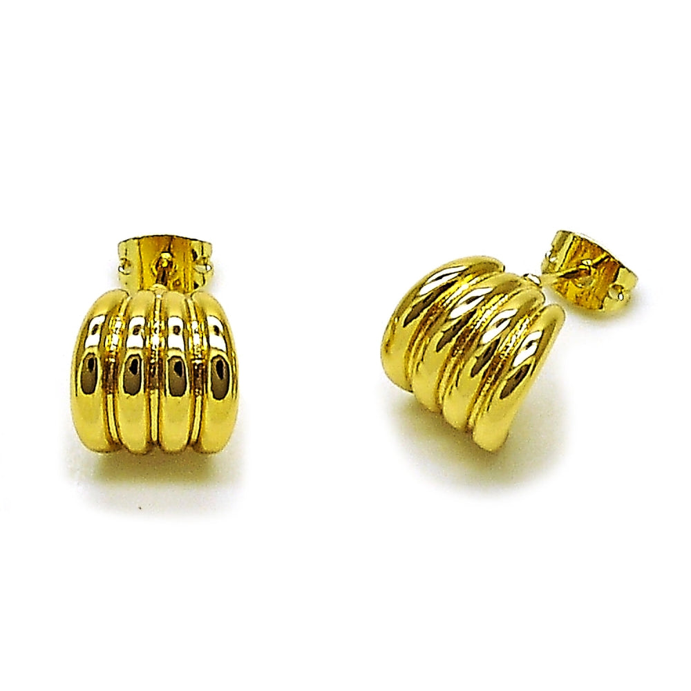 Oro Laminado Stud Earring, Gold Filled Style Polished, Golden Finish