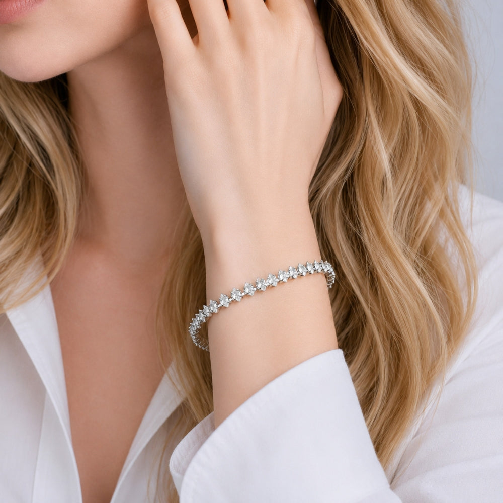 Rhodium Gold Filled Tennis Bracelet, with White Cubic Zirconia, Polished, Rhodium Finish