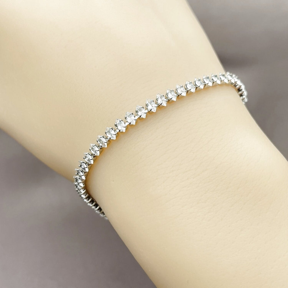 Rhodium Gold Filled Tennis Bracelet, with White Cubic Zirconia, Polished, Rhodium Finish