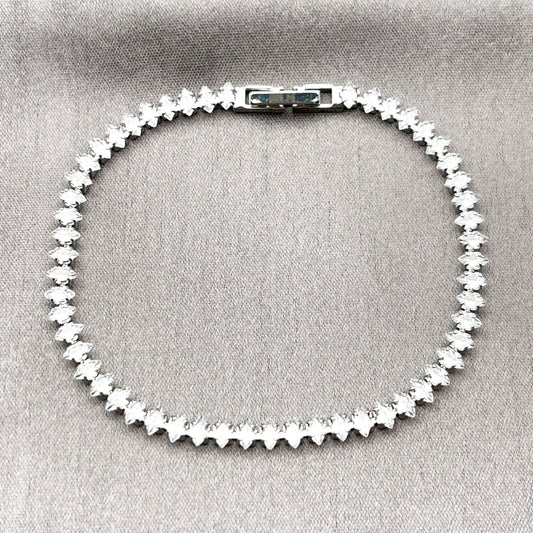 Rhodium Gold Filled Tennis Bracelet, with White Cubic Zirconia, Polished, Rhodium Finish