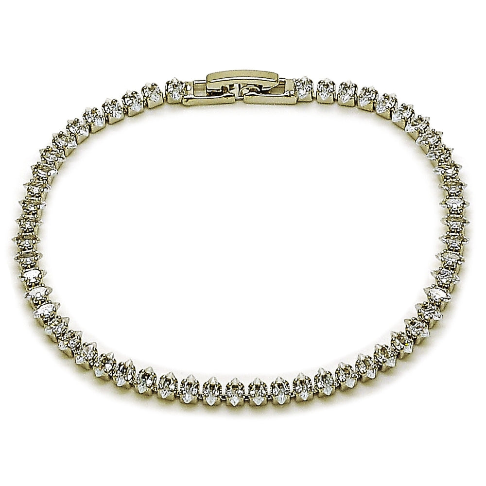 Rhodium Gold Filled Tennis Bracelet, with White Cubic Zirconia, Polished, Rhodium Finish