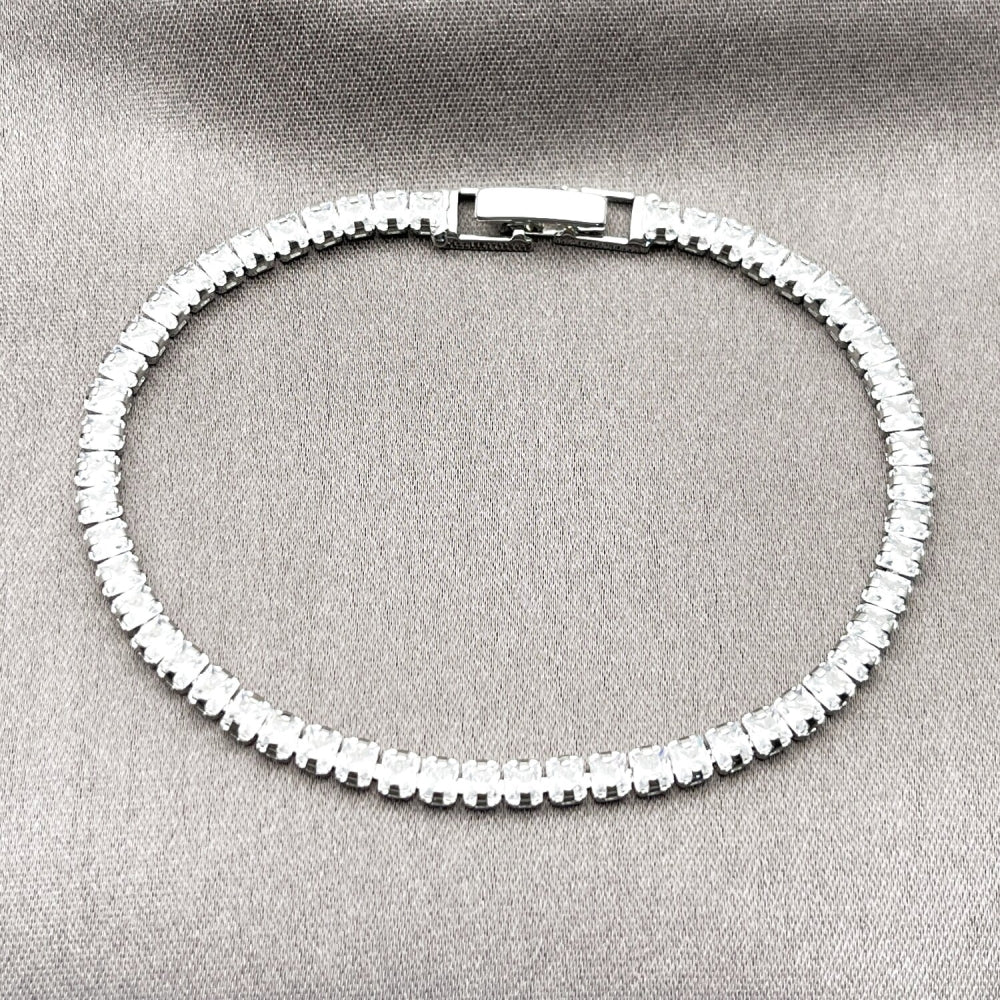 Rhodium Gold Filled Tennis Bracelet, with White Cubic Zirconia, Polished, Rhodium Finish