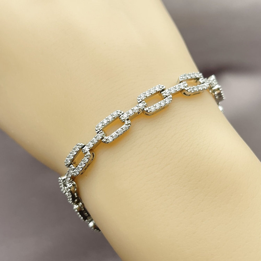 Rhodium Gold Filled Tennis Bracelet, with White Cubic Zirconia, Polished, Rhodium Finish