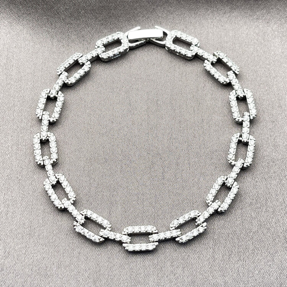 Rhodium Gold Filled Tennis Bracelet, with White Cubic Zirconia, Polished, Rhodium Finish