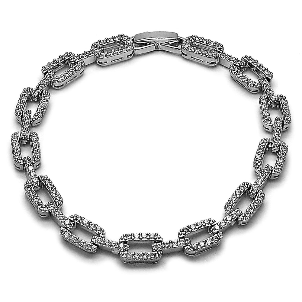 Rhodium Gold Filled Tennis Bracelet, with White Cubic Zirconia, Polished, Rhodium Finish