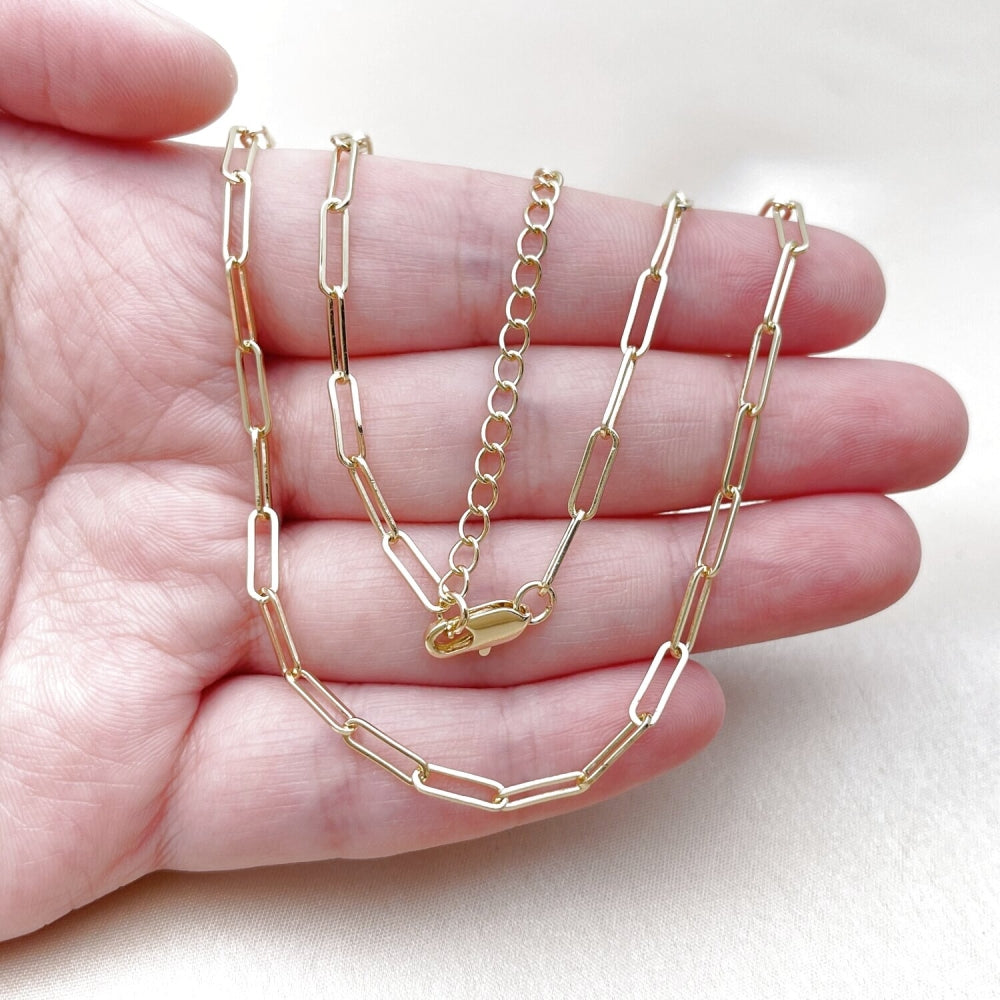 Oro Laminado Basic Necklace, Gold Filled Style Paperclip Design, Polished, Golden Finish