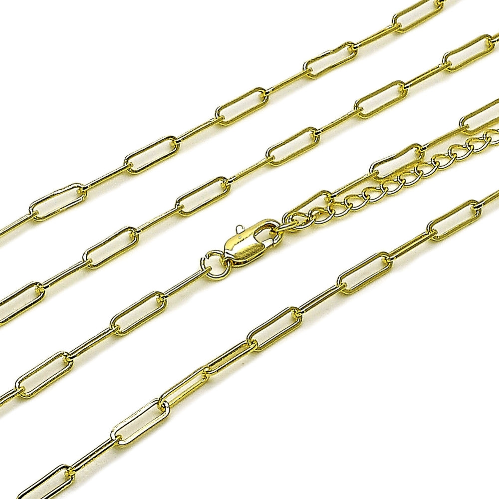 Oro Laminado Basic Necklace, Gold Filled Style Paperclip Design, Polished, Golden Finish