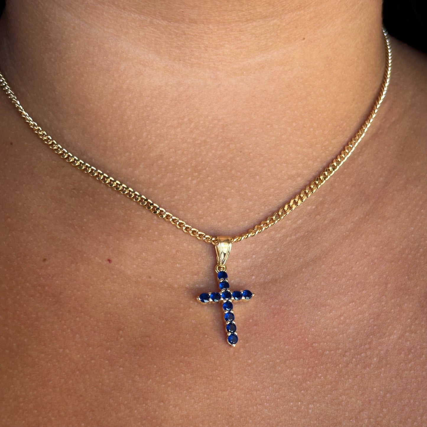 Sapphire Cross Necklace