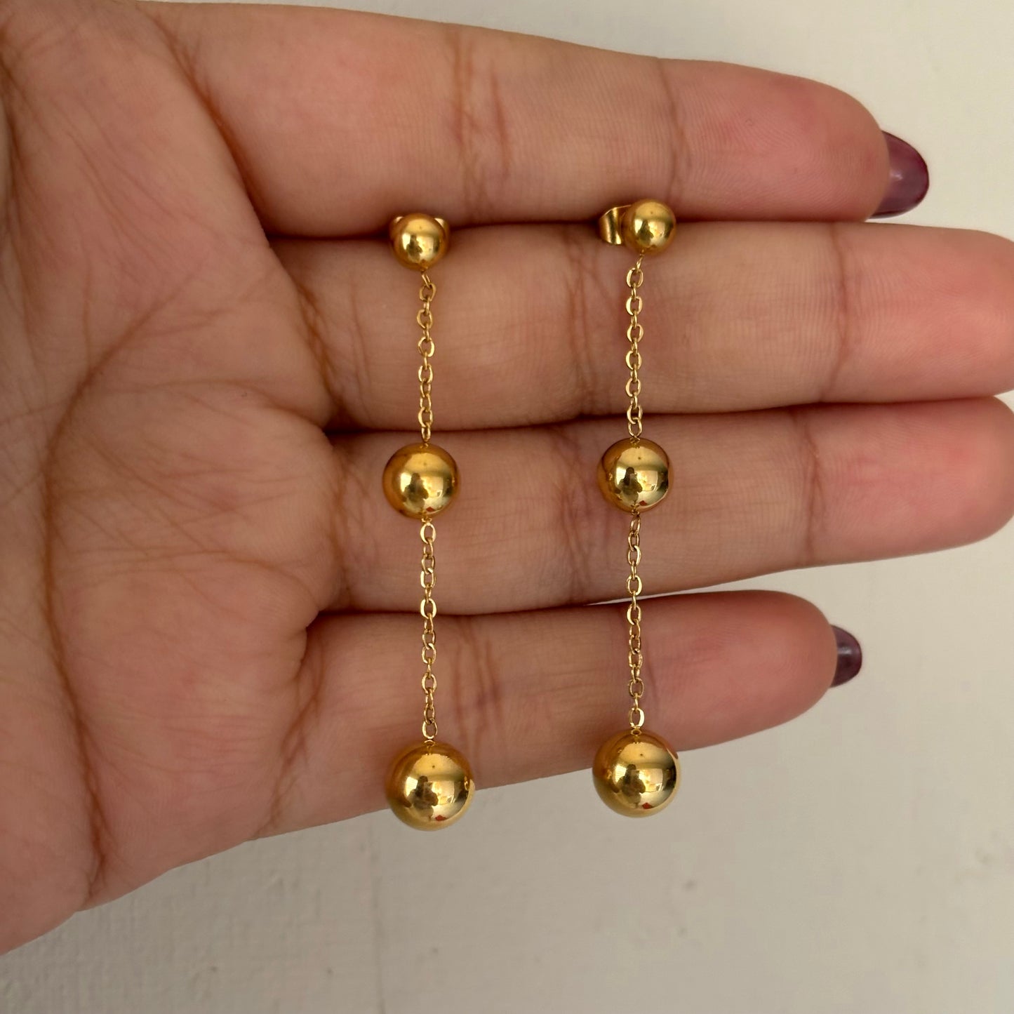 3 Bead Drop Earrings