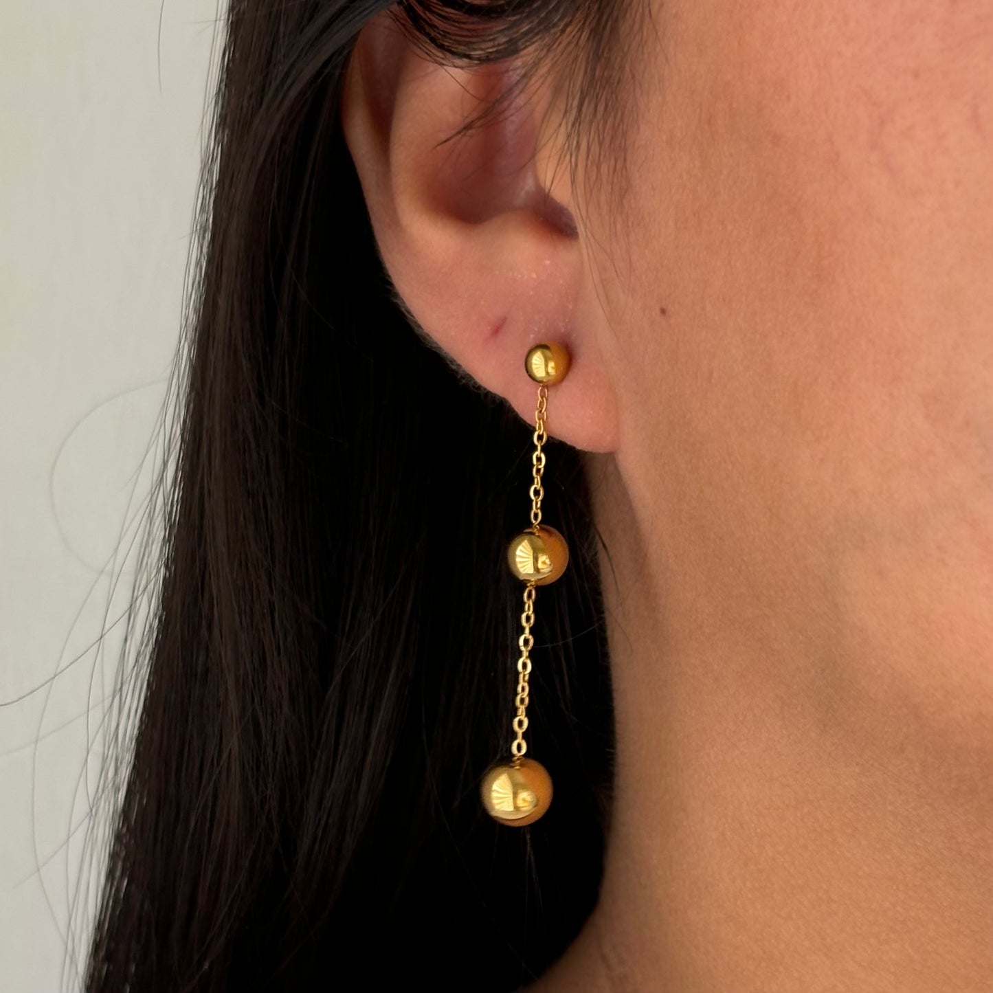 3 Bead Drop Earrings