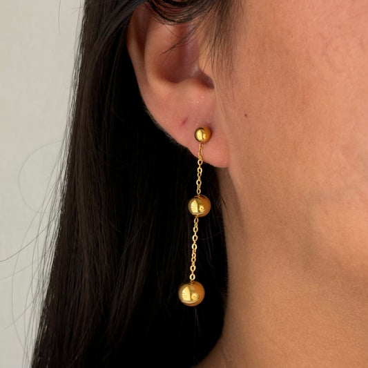 3 Bead Drop Earrings