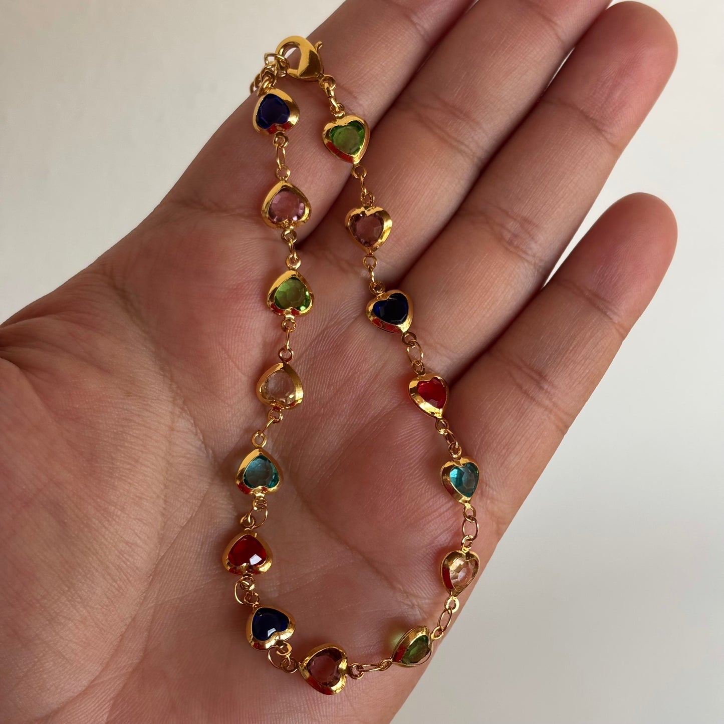 Multicolor Hearts Anklet