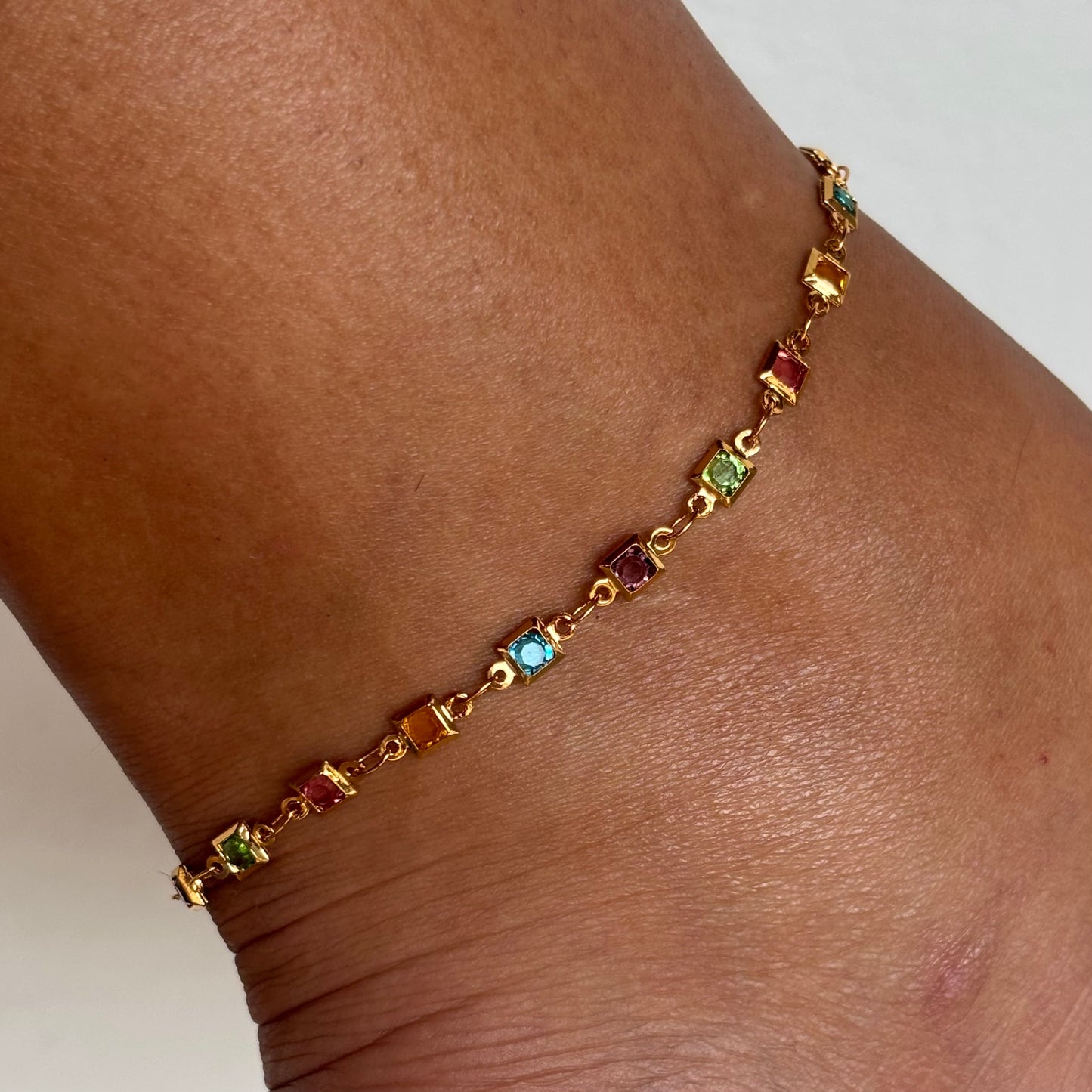 Multicolor Square Anklet