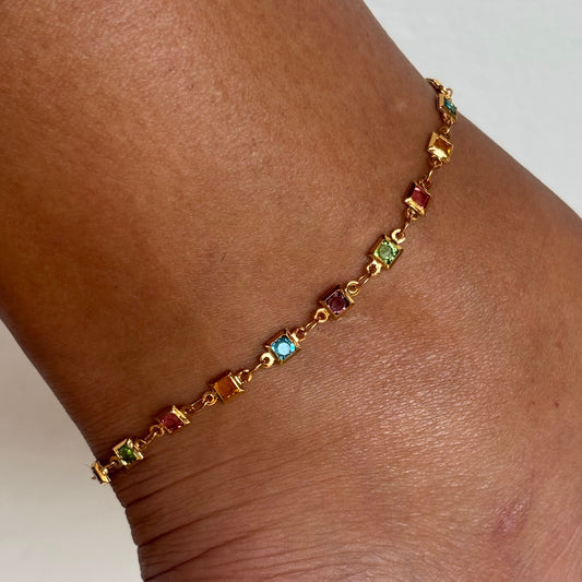 Multicolor Square Anklet