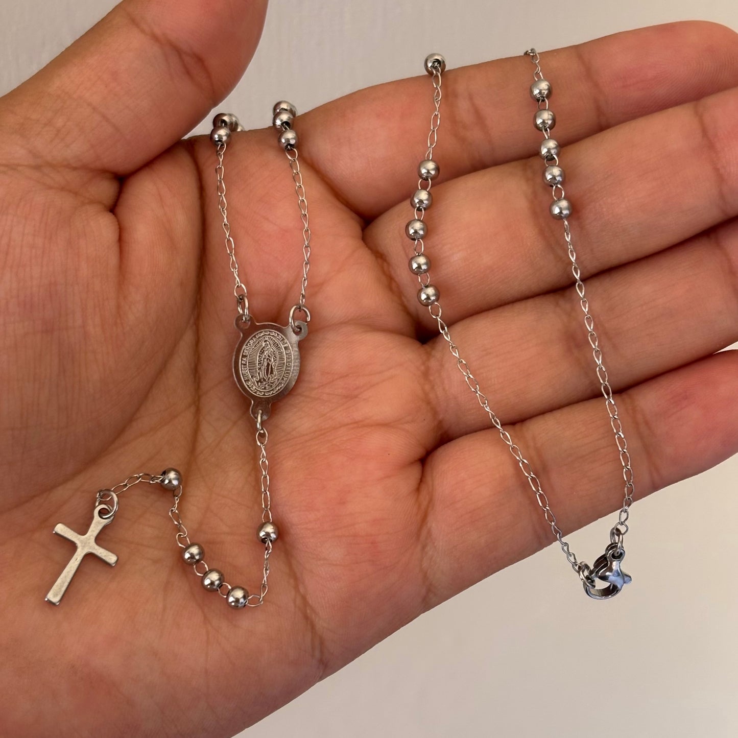 Silver Rosary Necklace