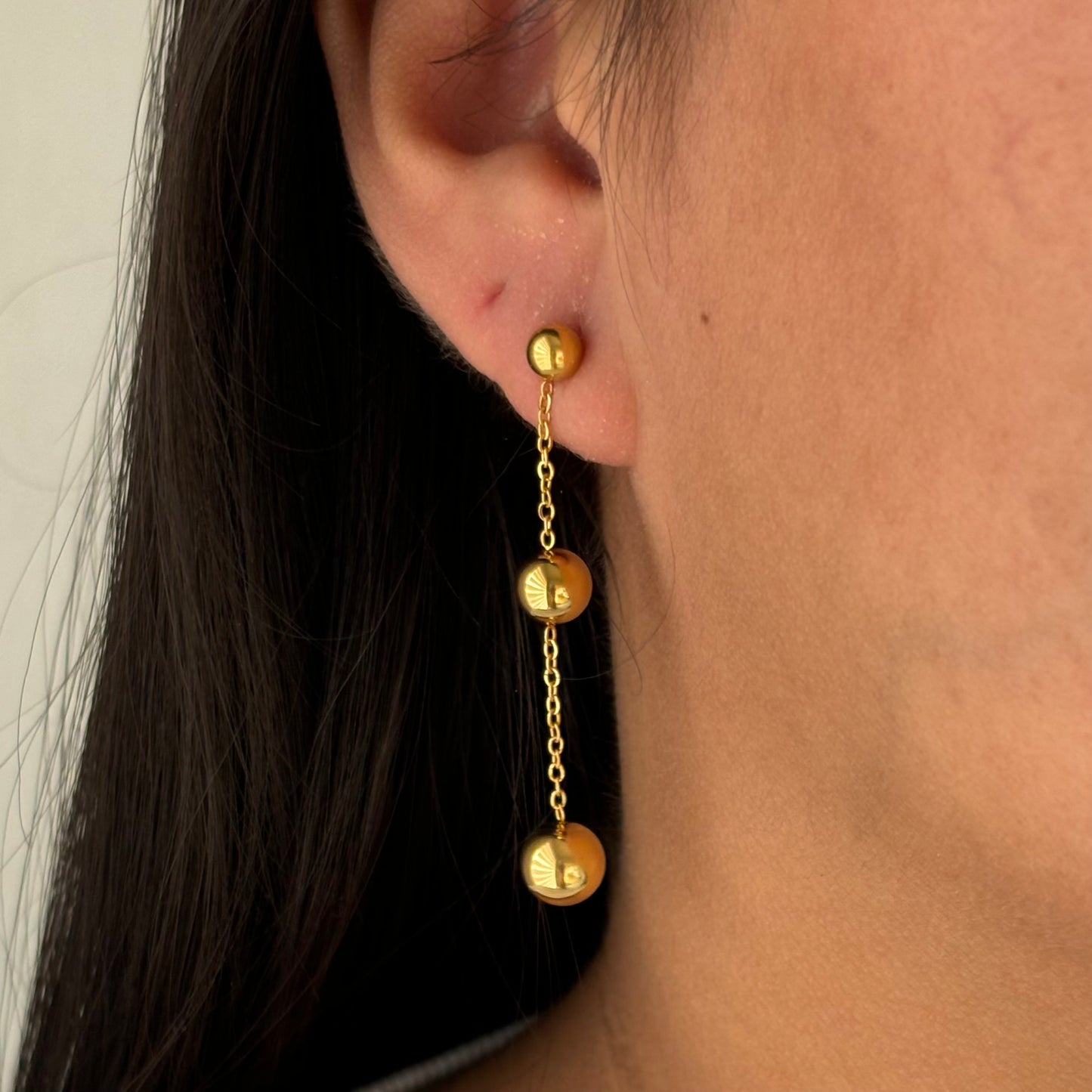 3 Bead Drop Earrings