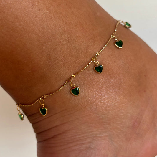 Emerald Hearts Anklet