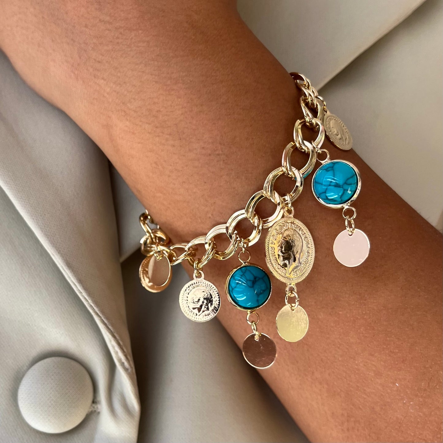 Turquoise Coin Bracelet
