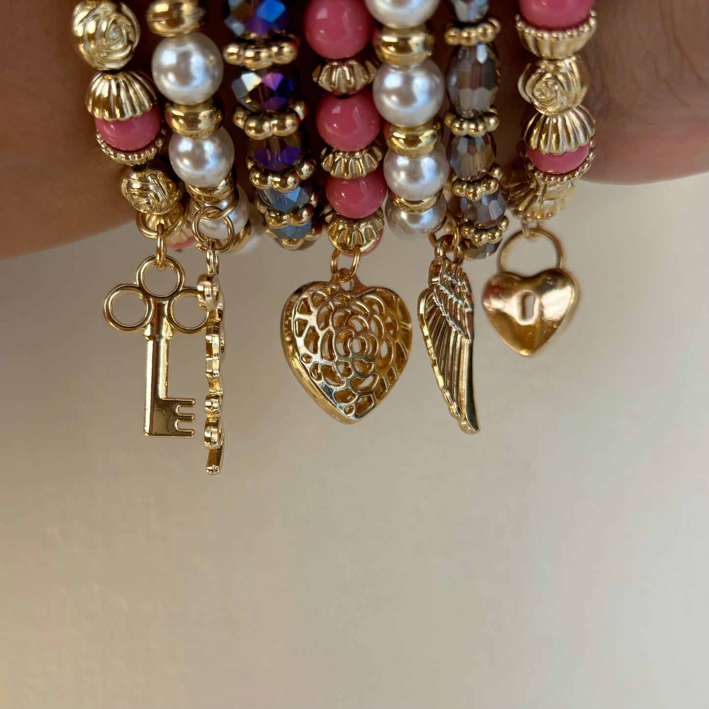 Pink/Purple Charm Bracelets Set