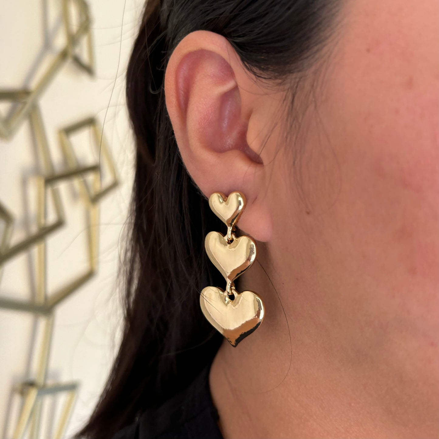 Triple Heart Earrings