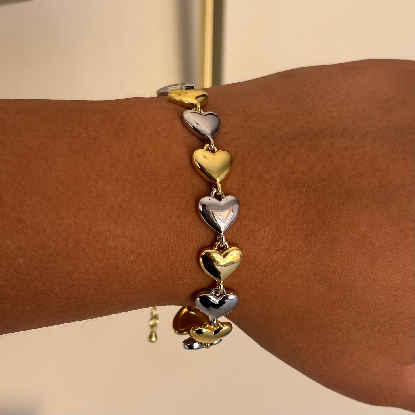 Mixed Metal Heart Bracelet
