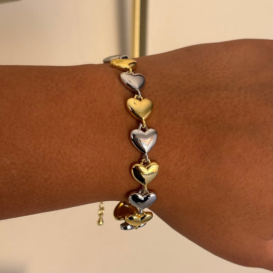 Mixed Metal Heart Bracelet