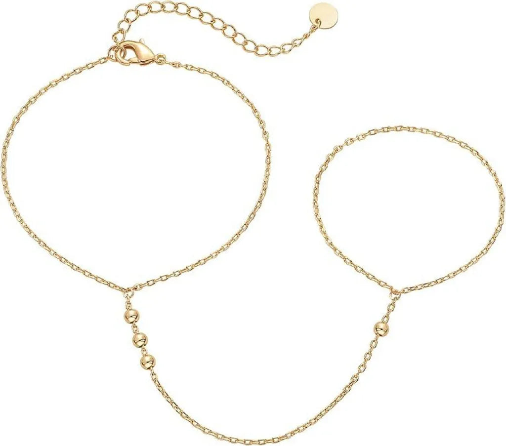 Gold Beaded Hand Chain