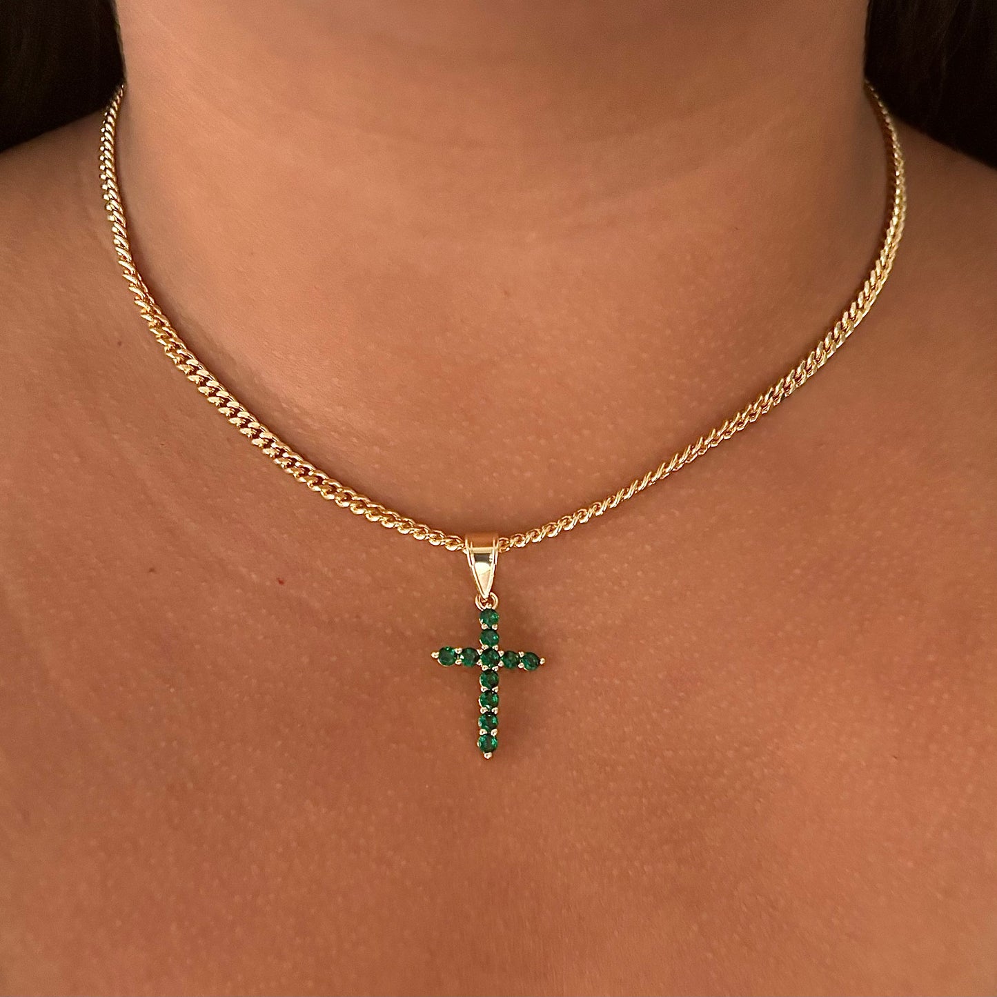 Emerald Cross Necklace