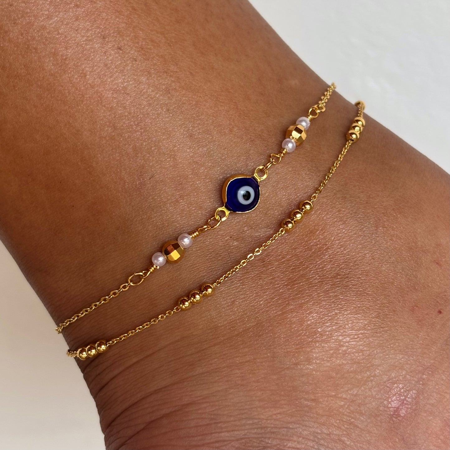 Double Layered Evil Eye Anklet