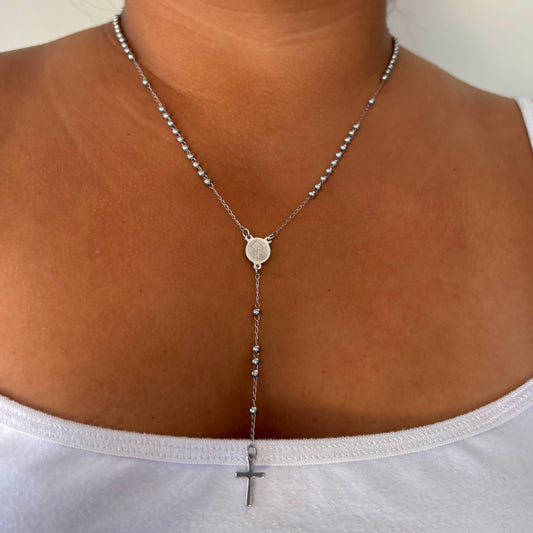 Silver Rosary Necklace