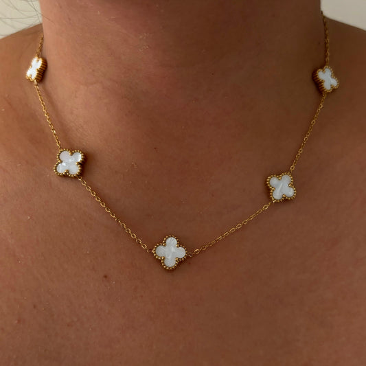 White Multi Clover Necklace