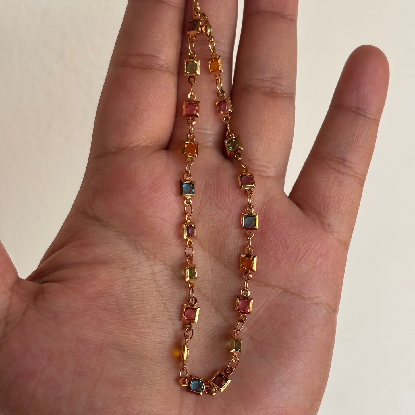 Multicolor Square Anklet