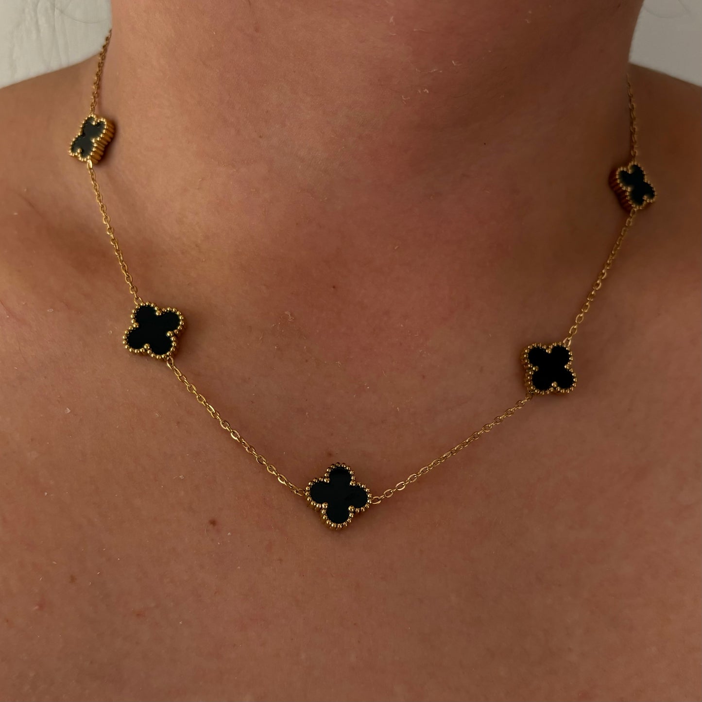 Black Multi Clover Necklace