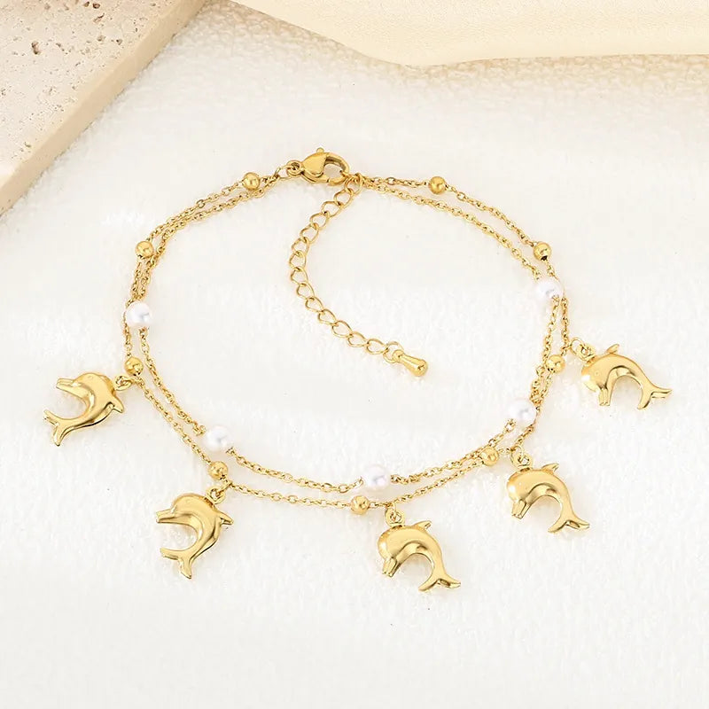 Double Layered Dolphin Anklet