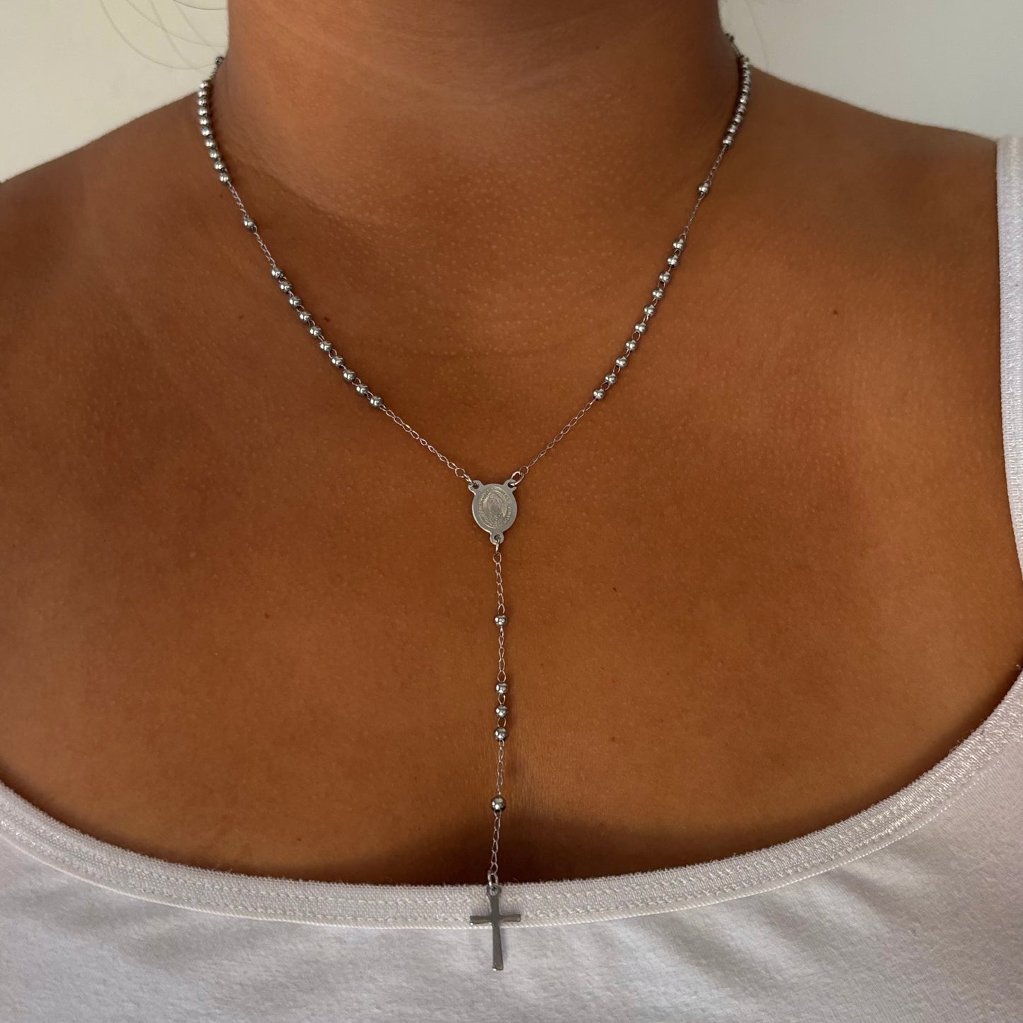 Silver Rosary Necklace