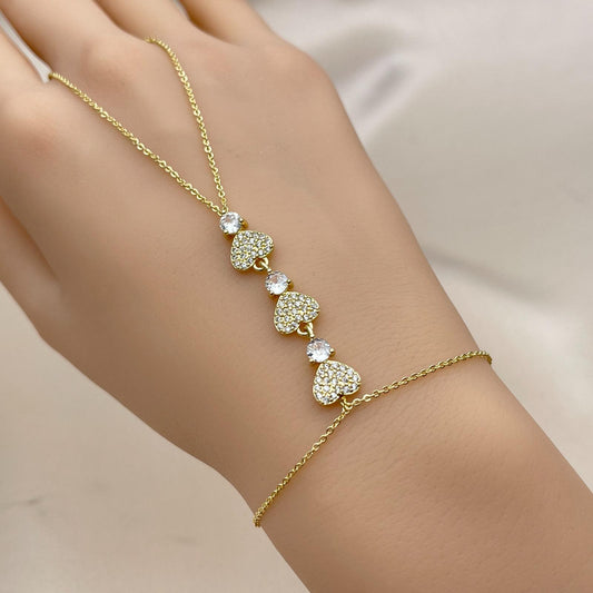 3 Heart Bling Hand Chain