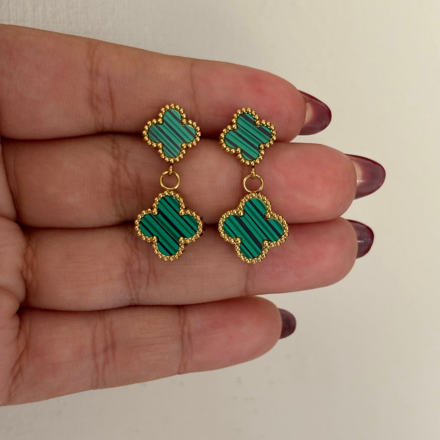 Green Double Clover Earrings