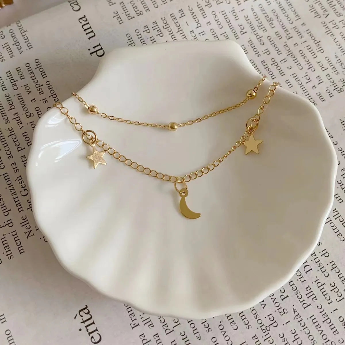 Double Layered Moon and Star Anklet