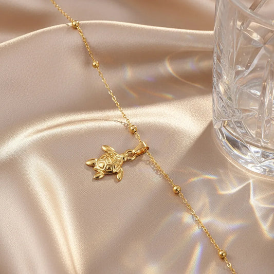 Turtle Bead Chain Anklet
