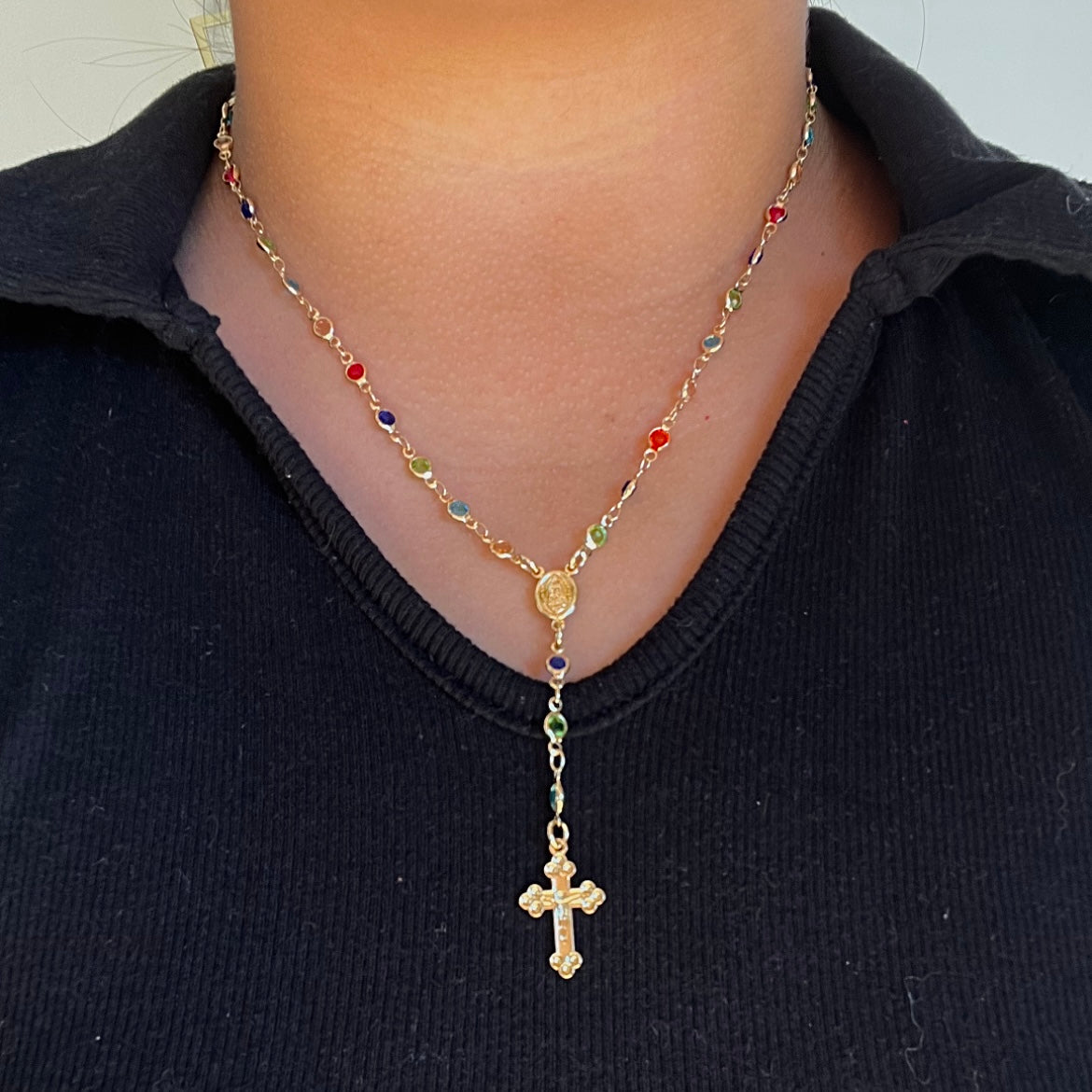 Multicolor Rosary Necklace